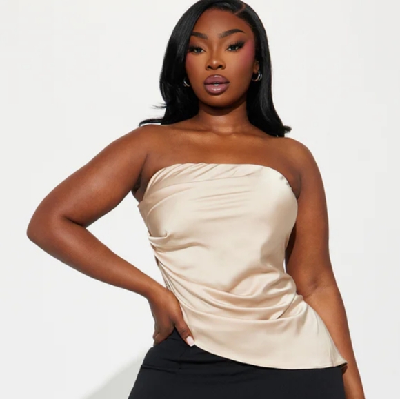 Fashion Nova Tops - Women's L Valerie Asymmetrical Satin Halter Top